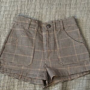 Zara Plaid High-Rise Women’s Shorts Size Small